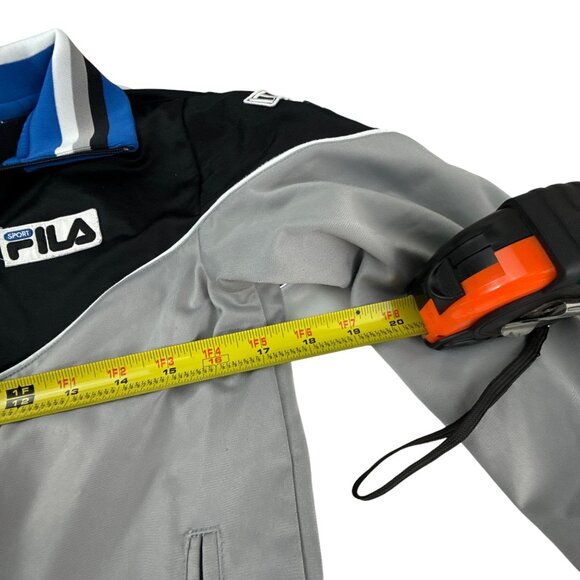 Fila Italia Track Jacket Youth XL 18-20 Black Blue Gray Zip Up Flag Patch - Picture 9 of 9